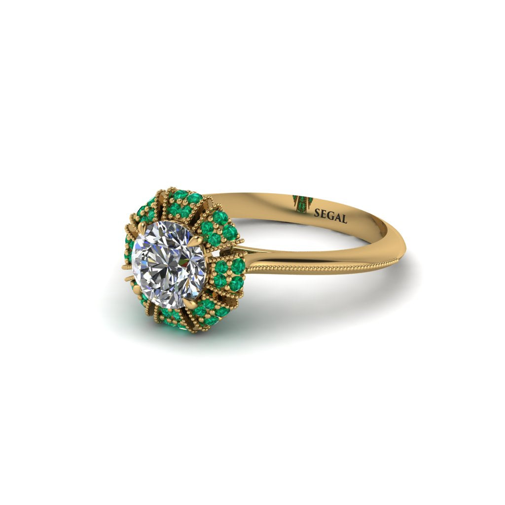 Emerald Crown Halo Engagement Ring - Annie No. 16