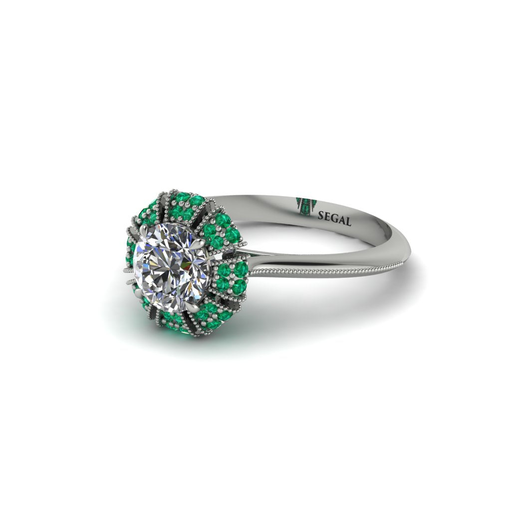 Emerald Crown Halo Engagement Ring - Annie No. 18