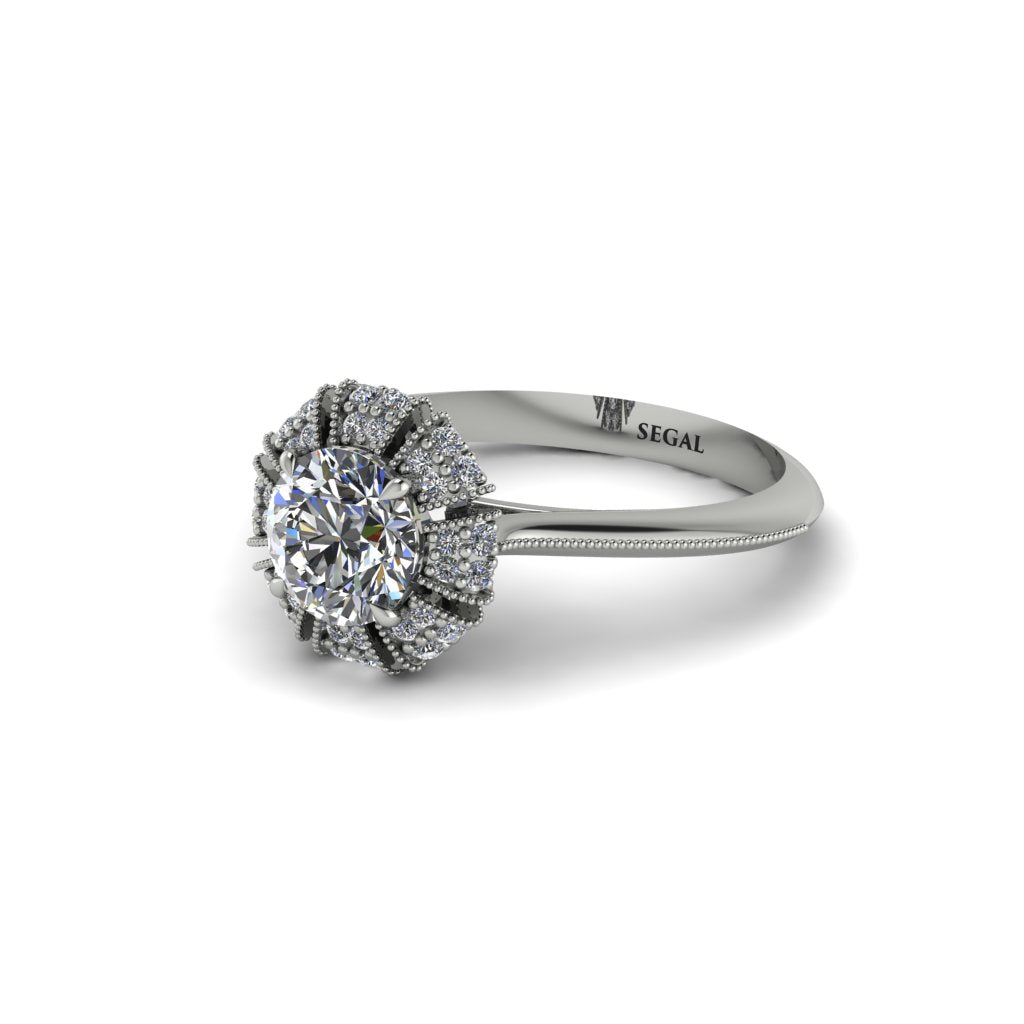 Diamond Crown Halo Engagement Ring - Annie No. 3