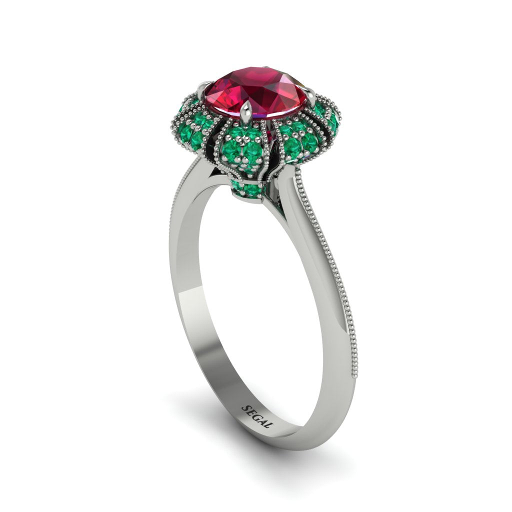 Emerald Crown Halo Engagement Ring - Annie No. 27