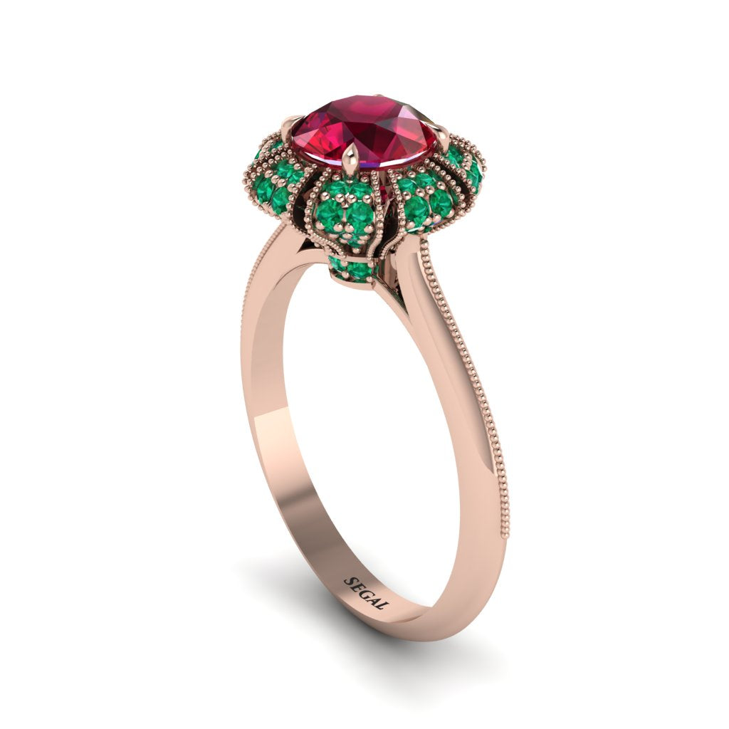 Emerald Crown Halo Engagement Ring - Annie No. 26