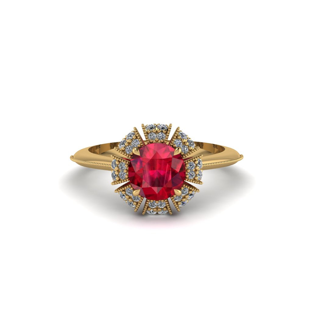 Diamond Crown Halo Engagement Ring - Annie No. 10
