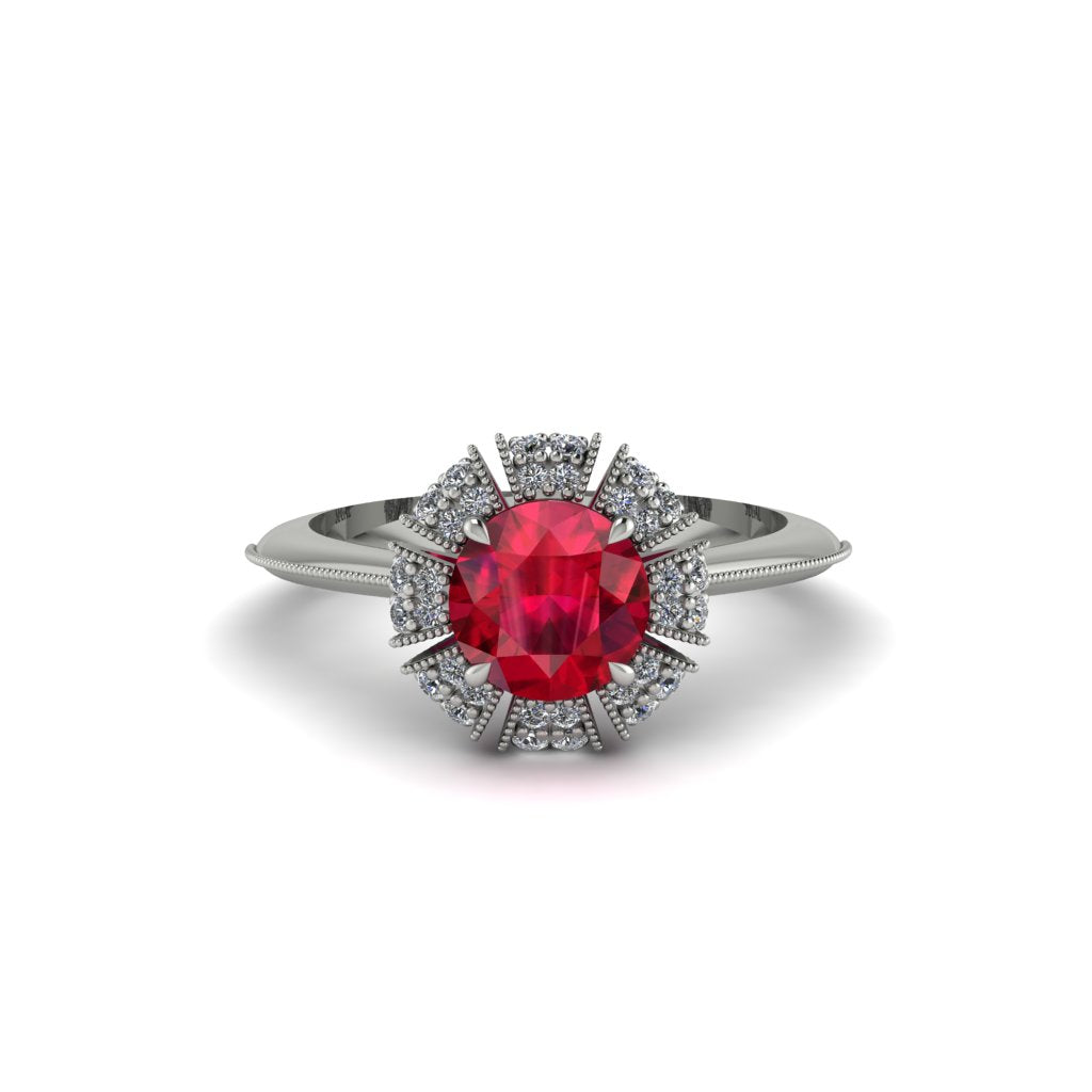 Diamond Crown Halo Engagement Ring - Annie No. 12