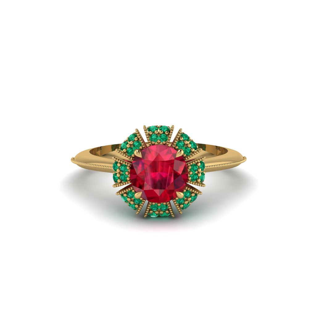 Emerald Crown Halo Engagement Ring - Annie No. 25