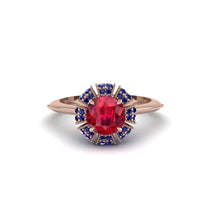 Sapphire Crown Halo Engagement Ring - Annie No. 71 image 1