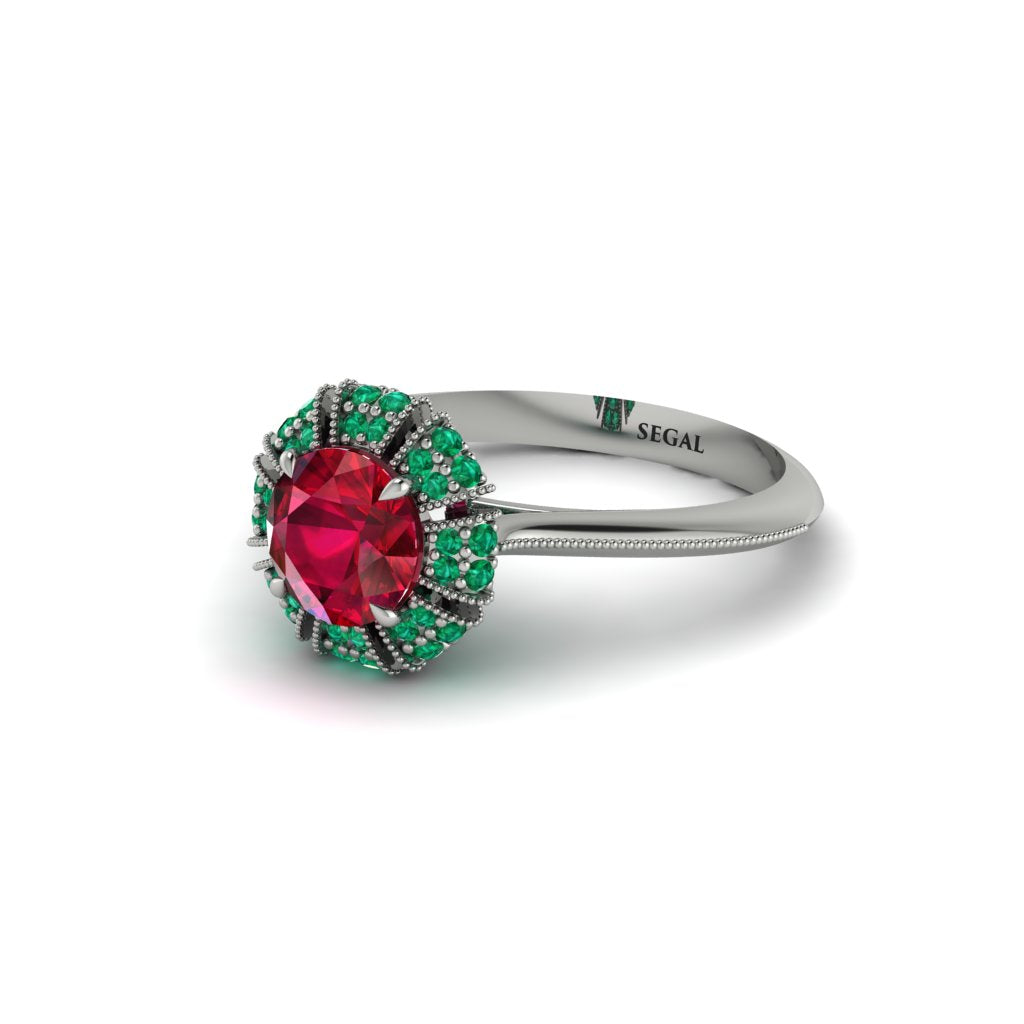 Emerald Crown Halo Engagement Ring - Annie No. 27