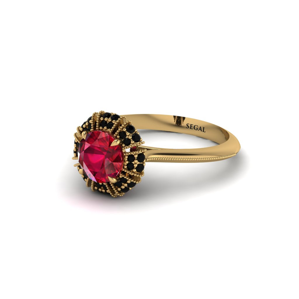 Black Diamond Crown Halo Engagement Ring - Annie No. 40