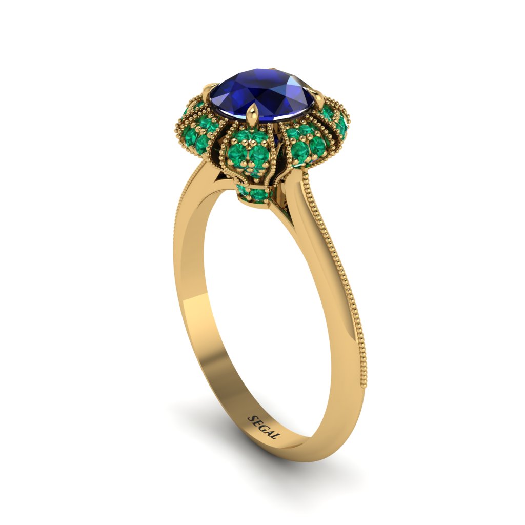 Emerald Crown Halo Engagement Ring - Annie No. 28