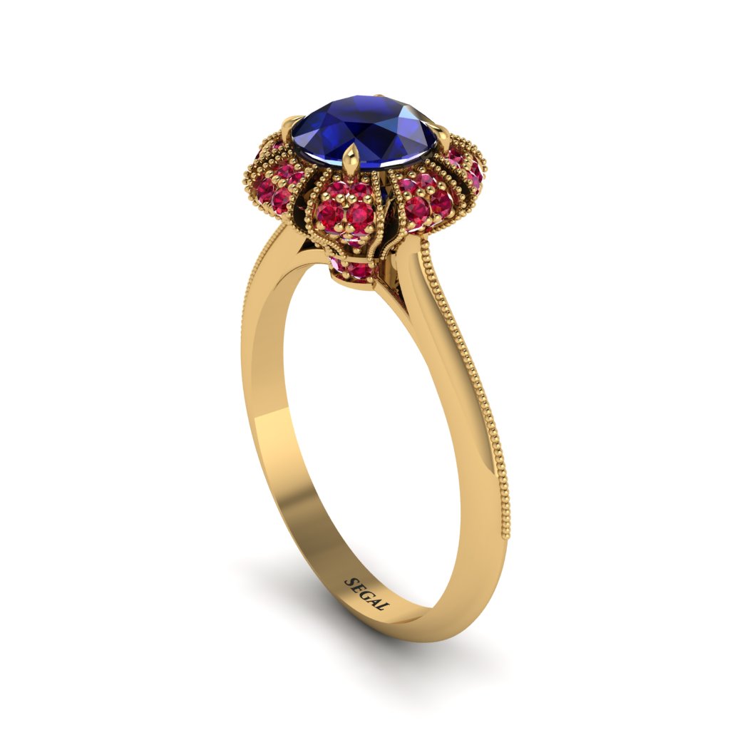 Ruby Crown Halo Engagement Ring - Annie No. 58