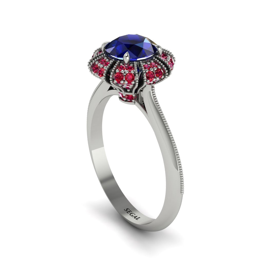 Ruby Crown Halo Engagement Ring - Annie No. 60