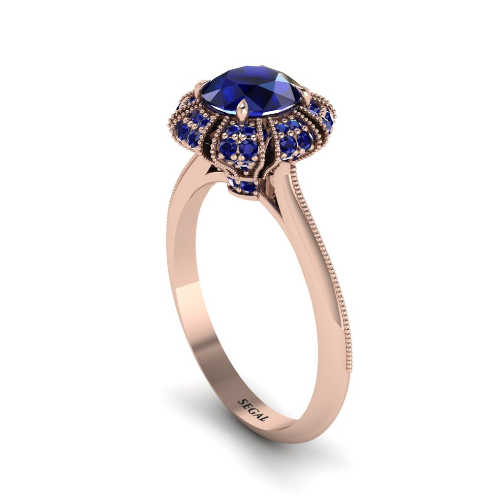 Sapphire Crown Halo Engagement Ring - Annie No. 74
