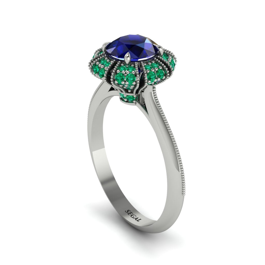 Emerald Crown Halo Engagement Ring - Annie No. 30