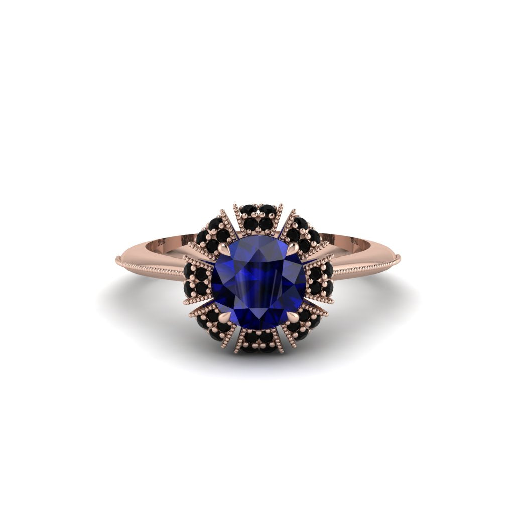 Black Diamond Crown Halo Engagement Ring - Annie No. 44