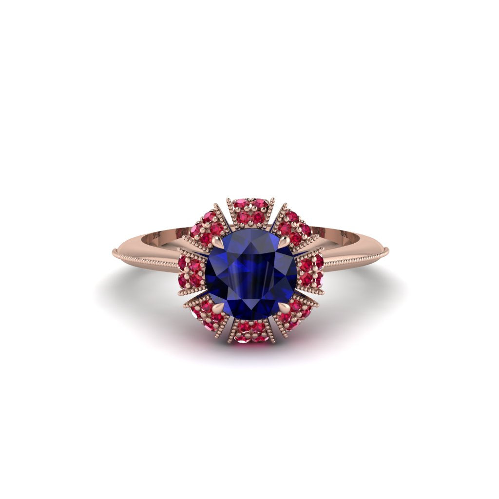 Ruby Crown Halo Engagement Ring - Annie No. 59