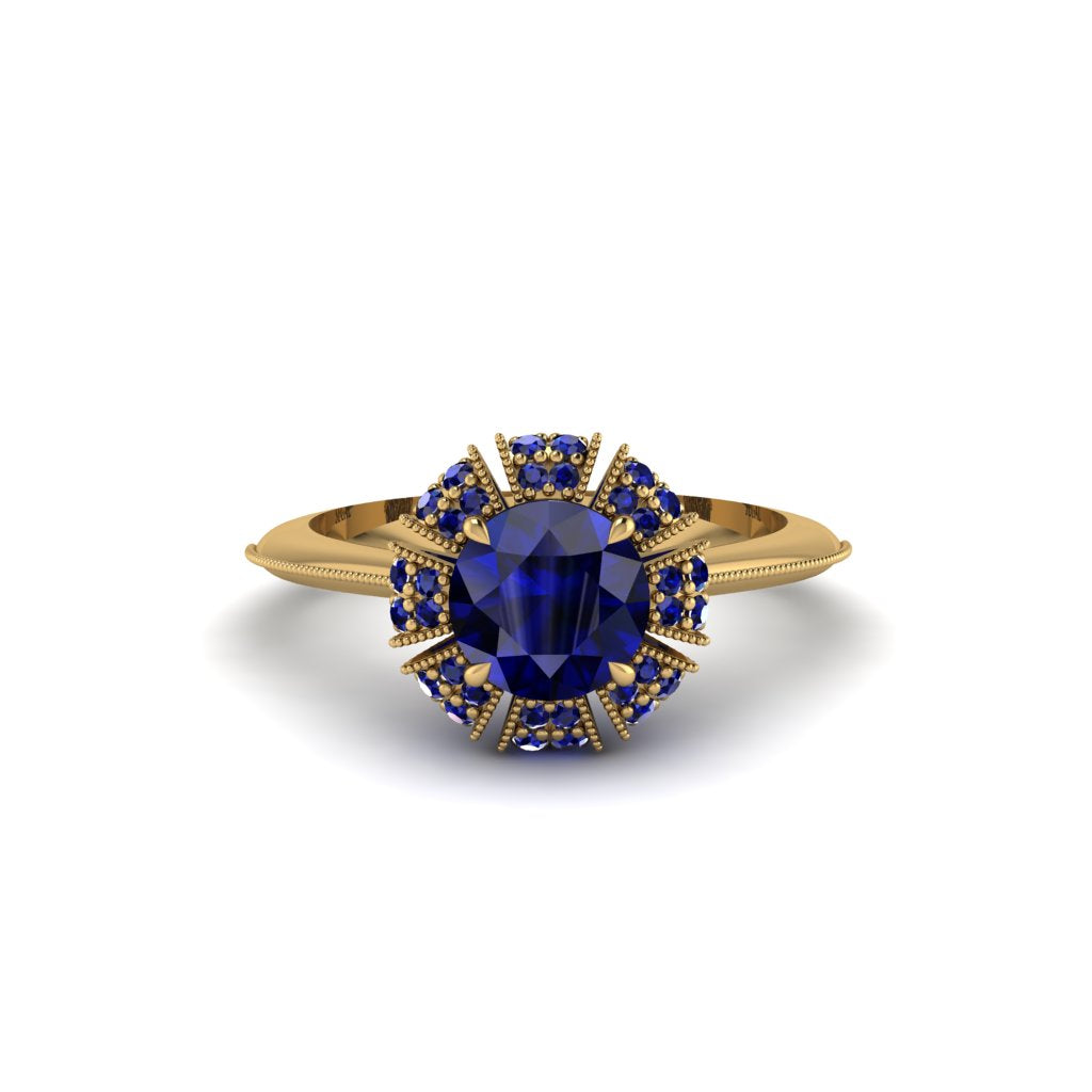 Sapphire Crown Halo Engagement Ring - Annie No. 73