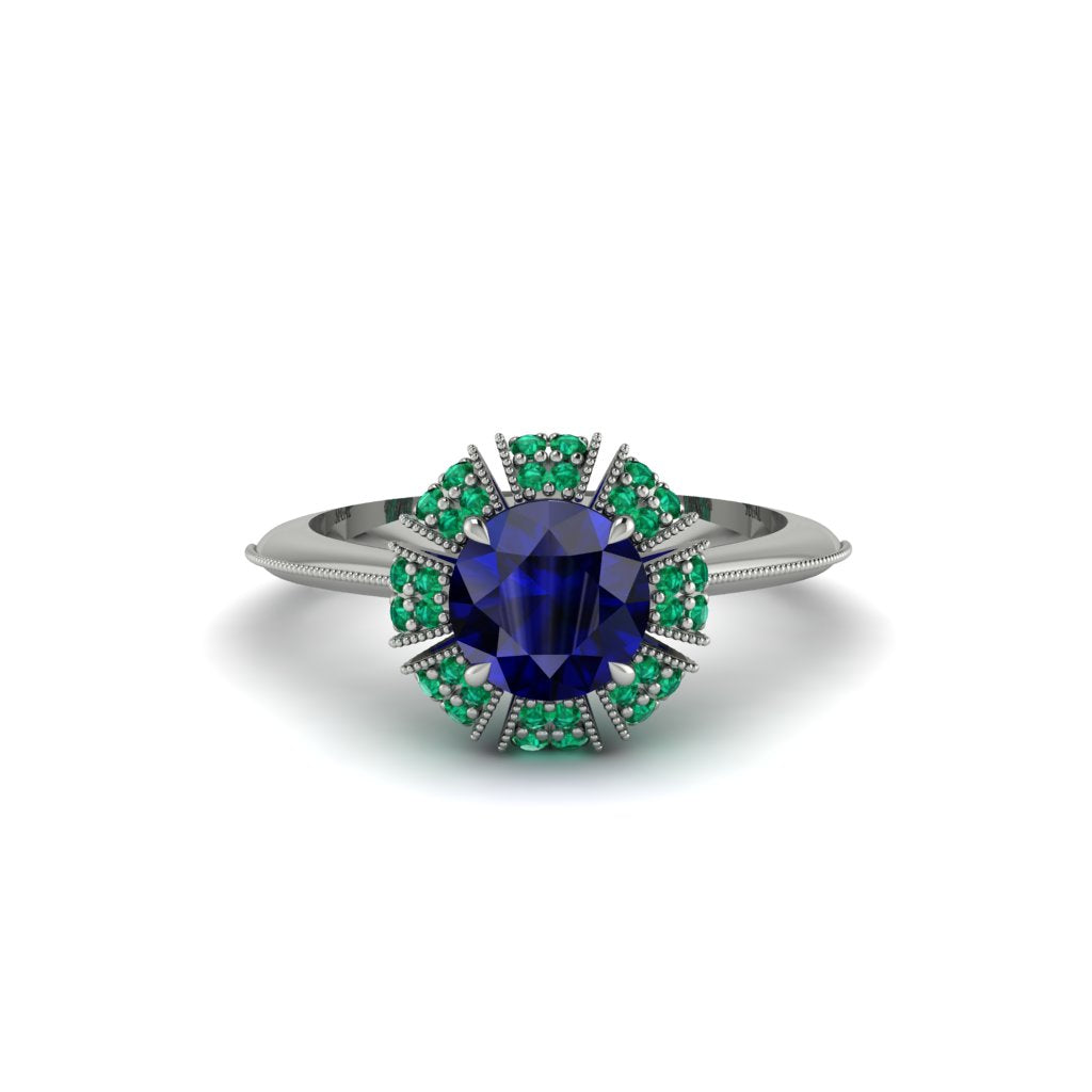 Emerald Crown Halo Engagement Ring - Annie No. 30
