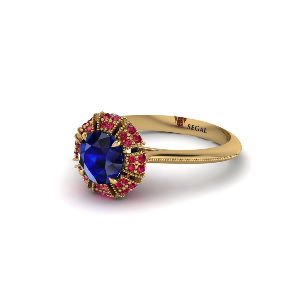 Ruby Crown Halo Engagement Ring - Annie No. 58