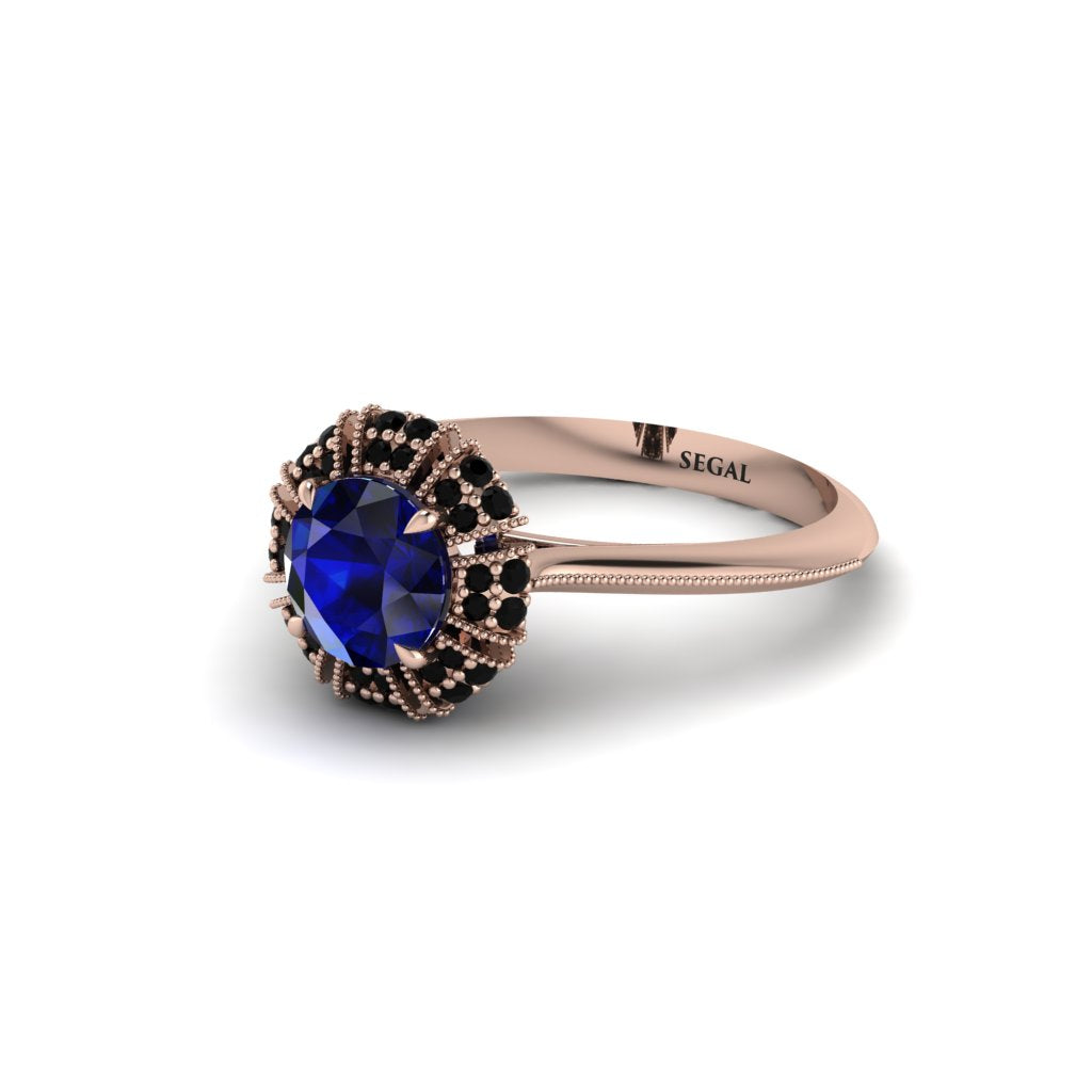 Black Diamond Crown Halo Engagement Ring - Annie No. 44