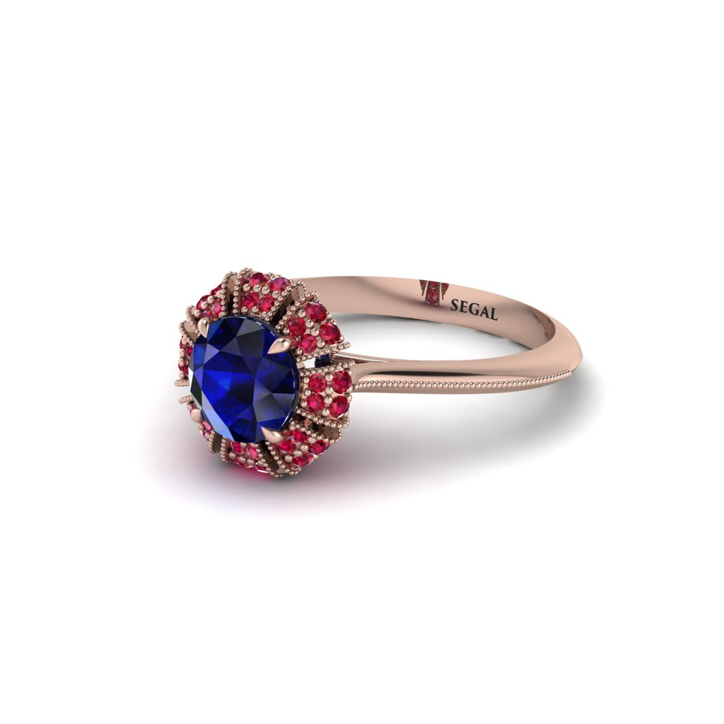 Ruby Crown Halo Engagement Ring - Annie No. 59