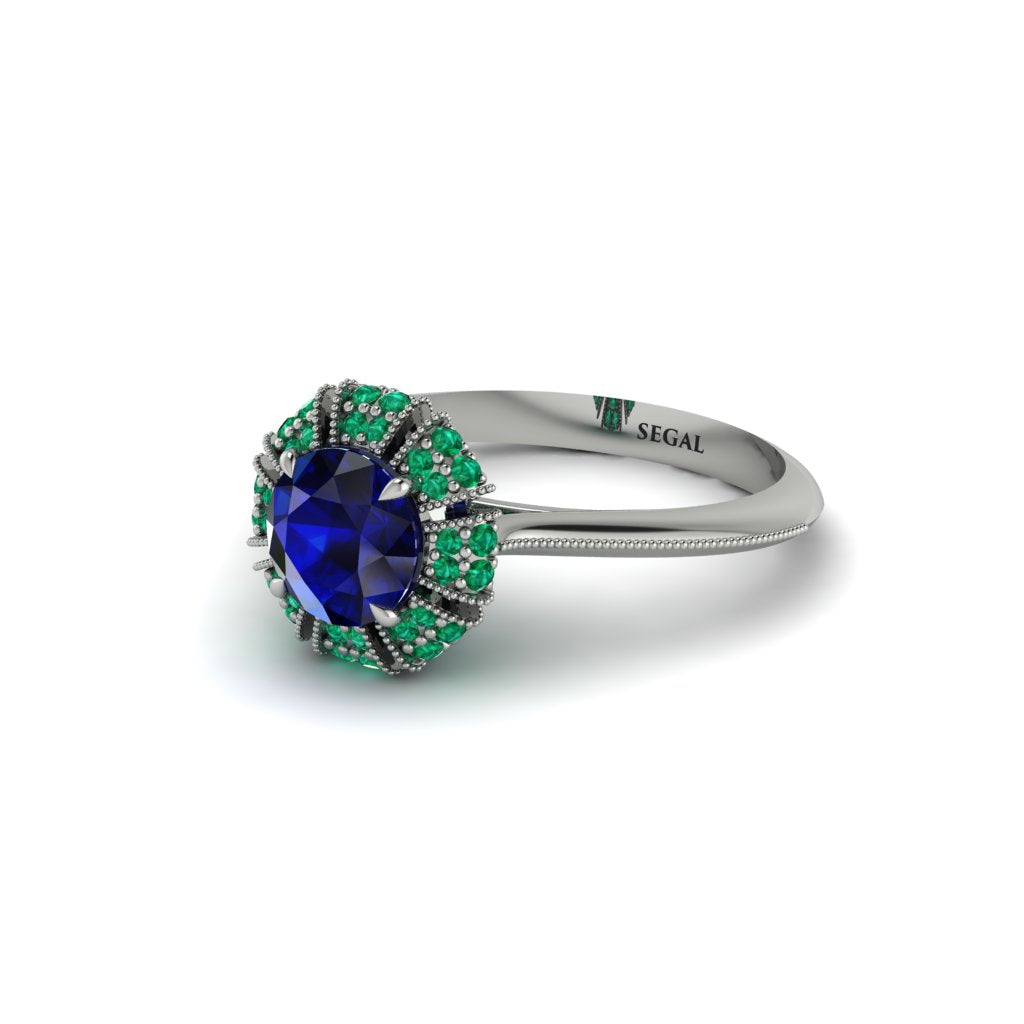 Emerald Crown Halo Engagement Ring - Annie No. 30