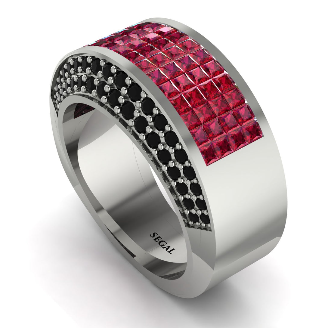 Ruby Cluster Wide Fancy Wedding Band - Kyla No. 42