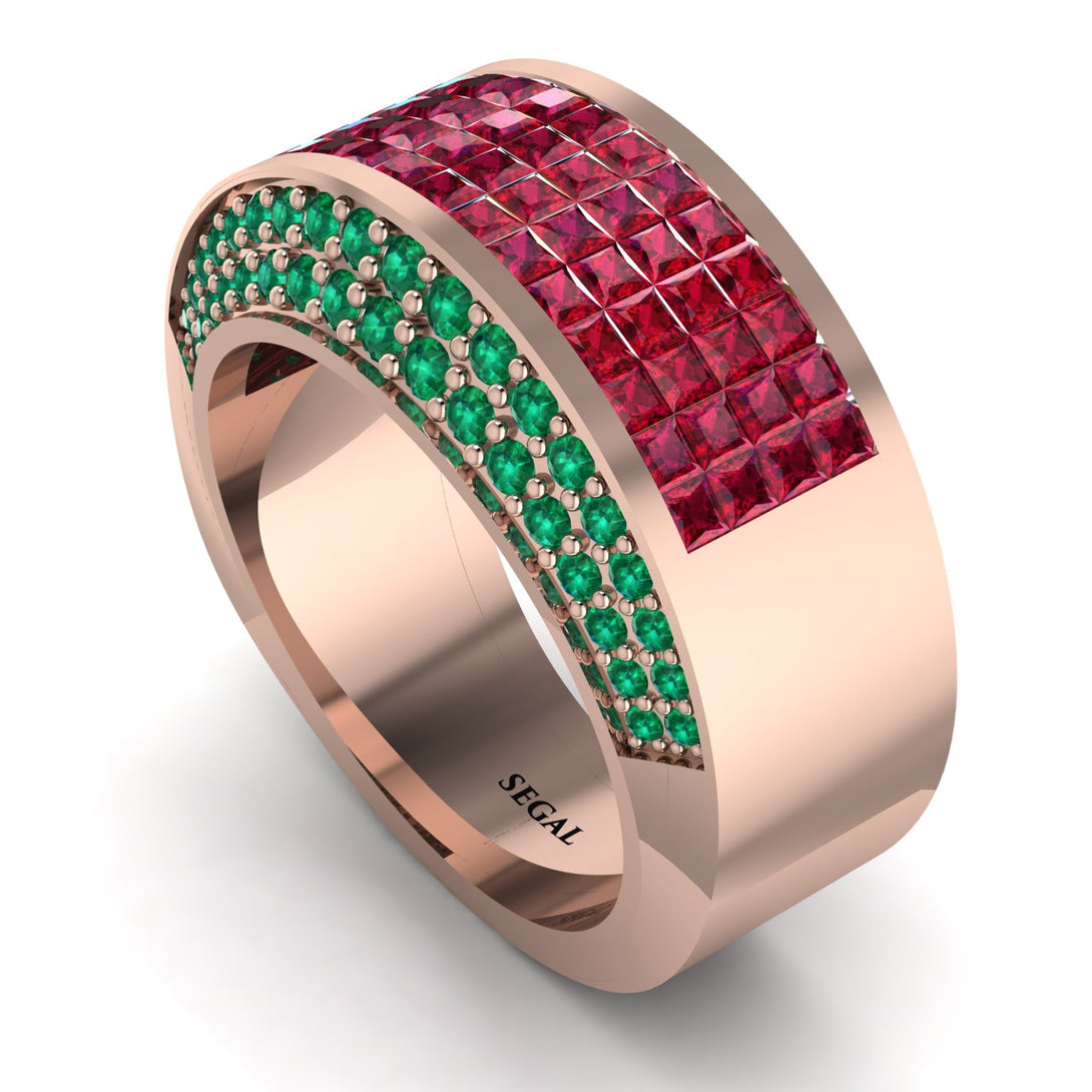 Ruby Cluster Wide Fancy Wedding Band - Kyla No. 26