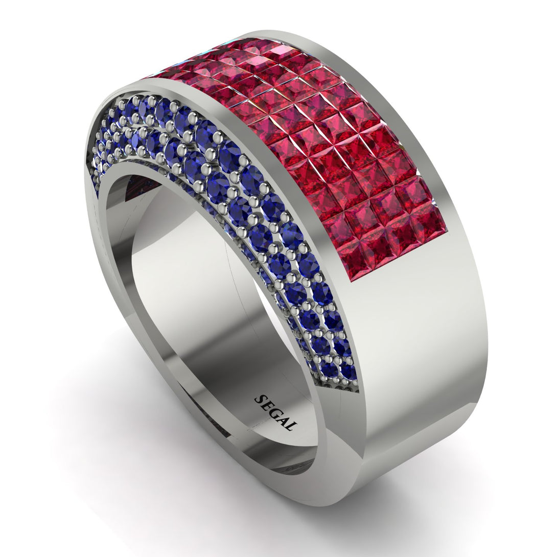 Ruby Cluster Wide Fancy Wedding Band - Kyla No. 72