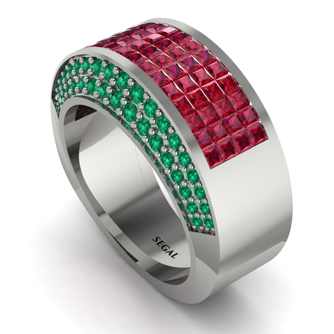 Ruby Cluster Wide Fancy Wedding Band - Kyla No. 27