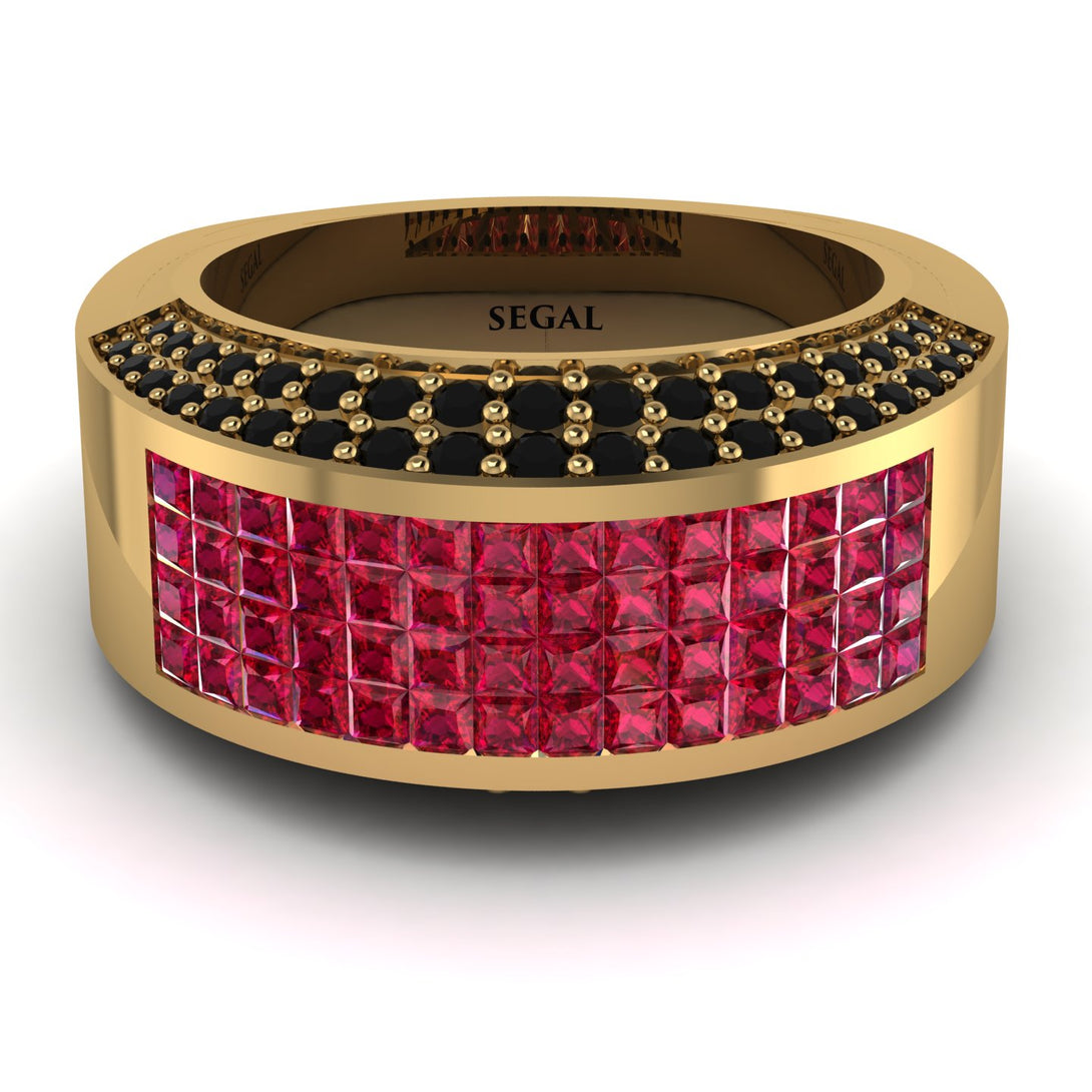 Ruby Cluster Wide Fancy Wedding Band - Kyla No. 40