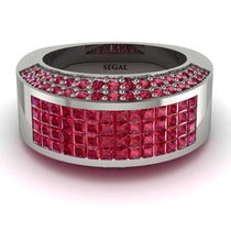 Ruby Cluster Wide Fancy Wedding Band - Kyla No. 57 image 1
