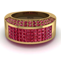 Ruby Cluster Wide Fancy Wedding Band - Kyla No. 55 image 1