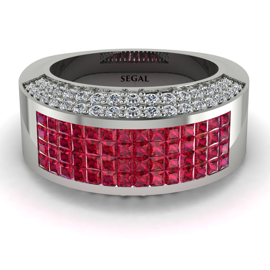 Ruby Cluster Wide Fancy Wedding Band - Kyla No. 12