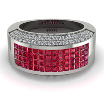 Ruby Cluster Wide Fancy Wedding Band - Kyla No. 12 image 1
