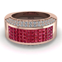 Ruby Cluster Wide Fancy Wedding Band - Kyla No. 11 image 1