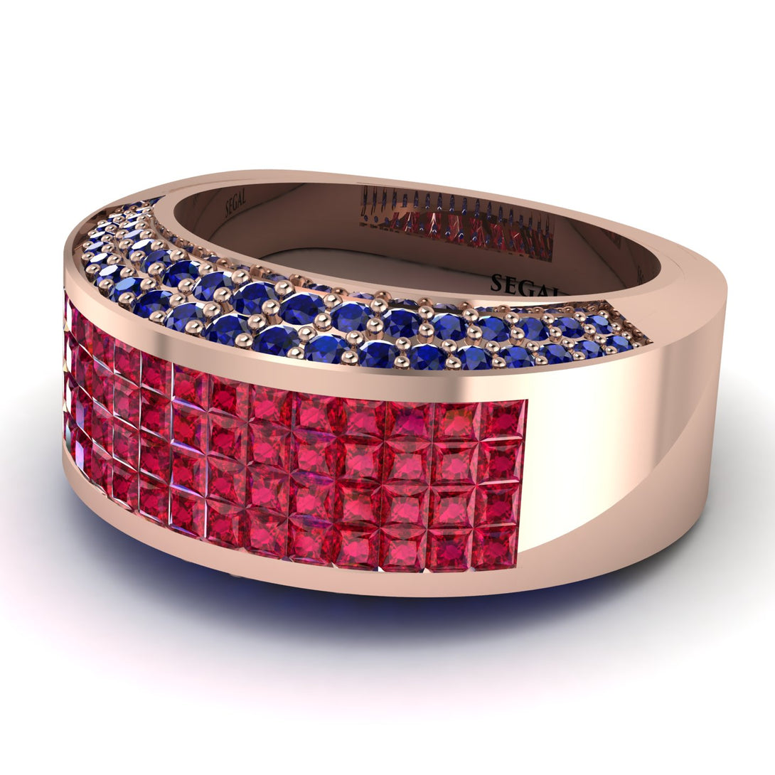 Ruby Cluster Wide Fancy Wedding Band - Kyla No. 71