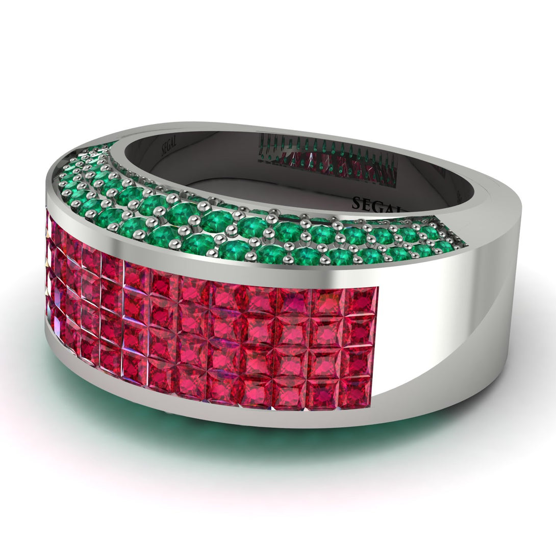 Ruby Cluster Wide Fancy Wedding Band - Kyla No. 27