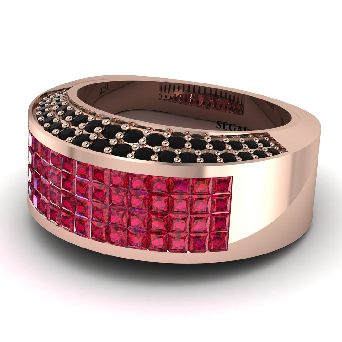 Ruby Cluster Wide Fancy Wedding Band - Kyla No. 41