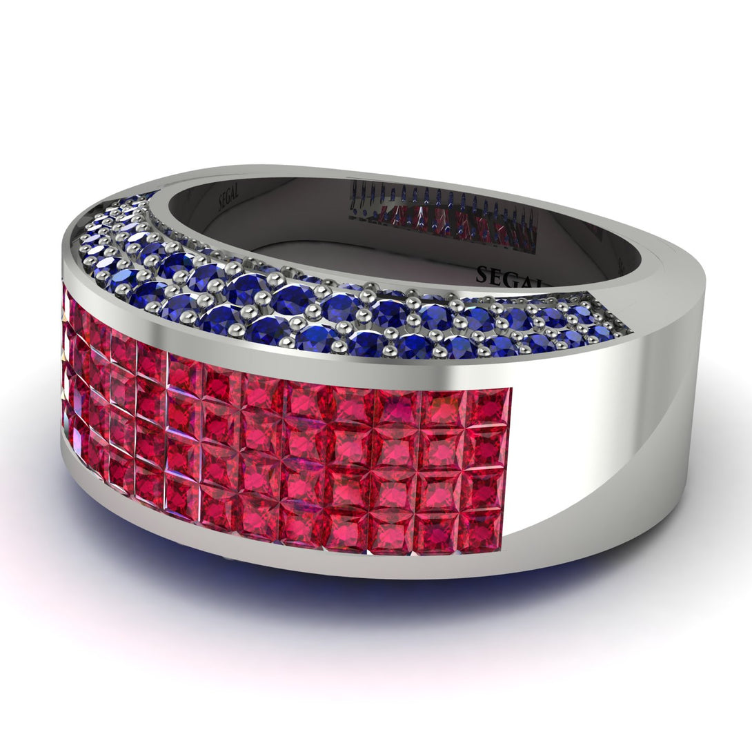 Ruby Cluster Wide Fancy Wedding Band - Kyla No. 72