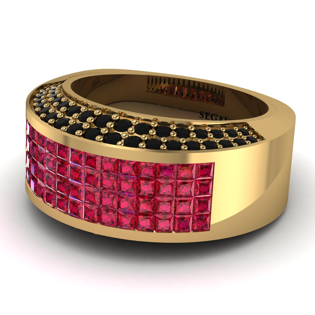 Ruby Cluster Wide Fancy Wedding Band - Kyla No. 40