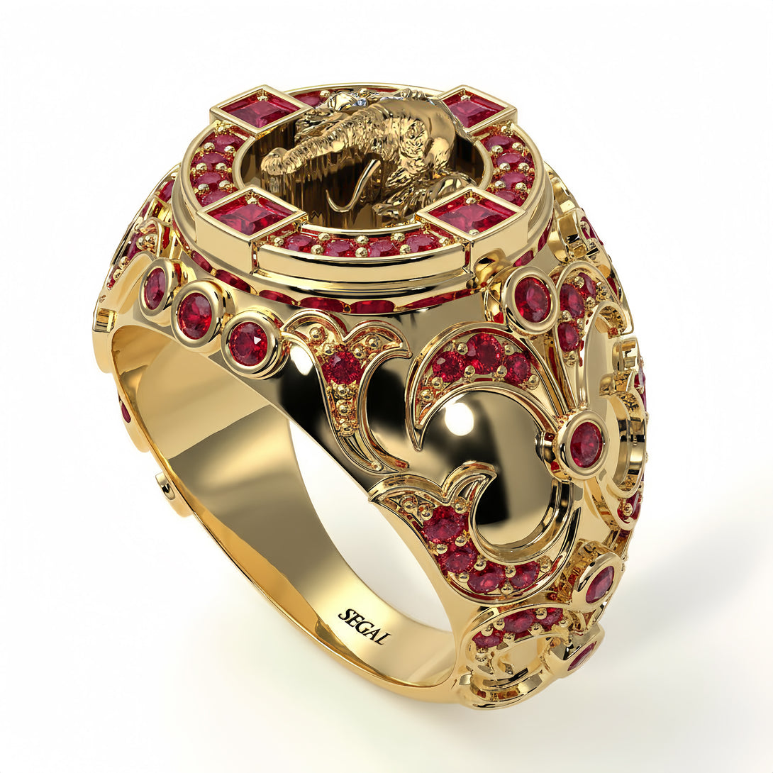 Ruby Bespoke Elephant Men’s Fashion Ring - Charles No. 10