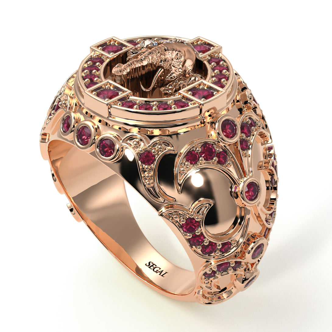 Ruby Bespoke Elephant Men’s Fashion Ring - Charles No. 11