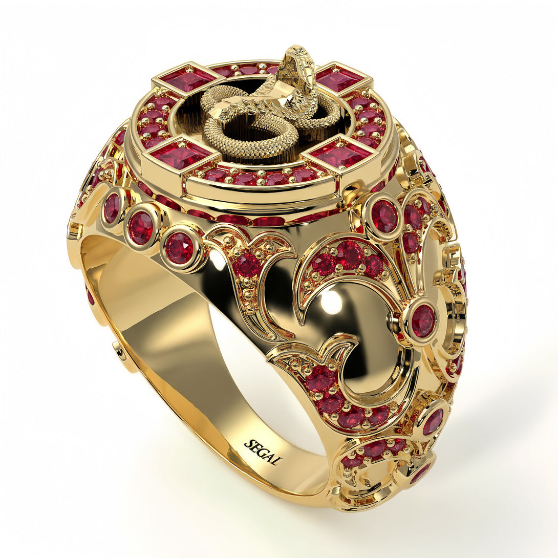 Ruby Cobra Gold Men's Fashion Ring - Waylon No. 10
