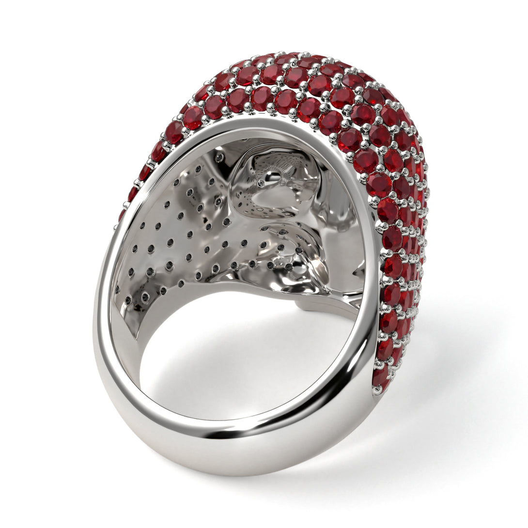 Ruby-Encrusted Skull Men's Fashion Ring - Jules No. 12