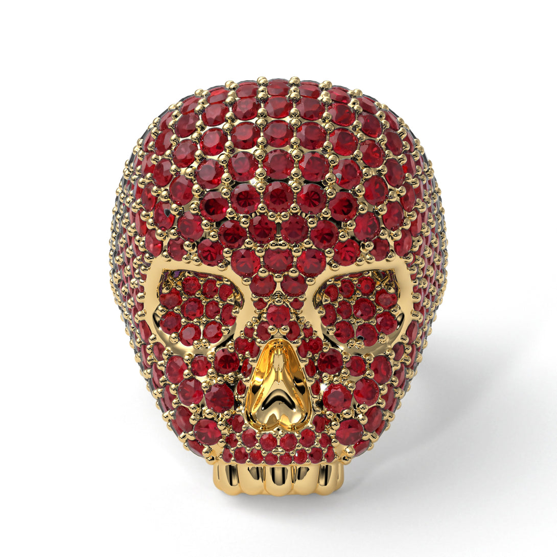 Ruby-Encrusted Skull Men's Fashion Ring - Jules No. 10