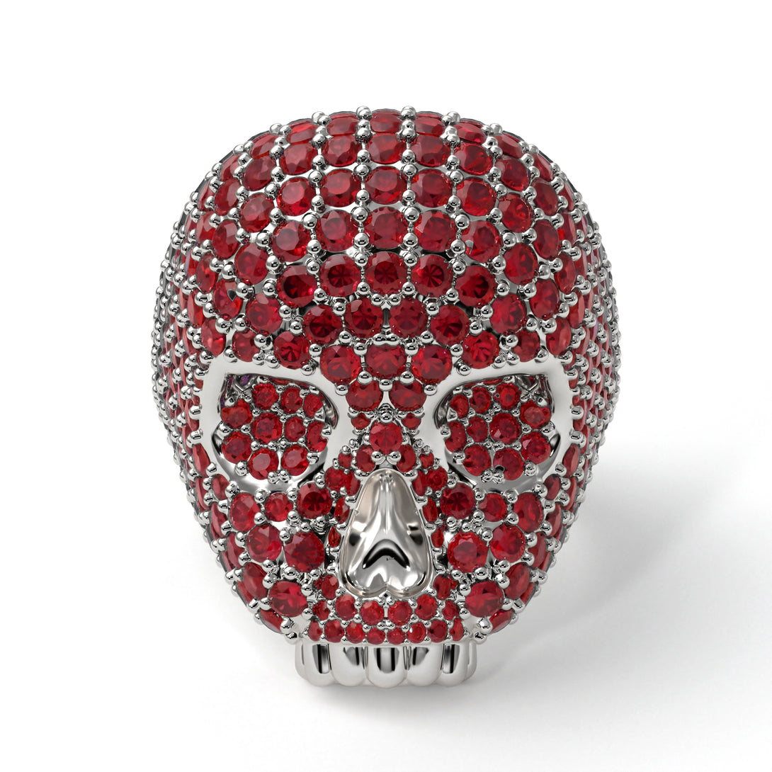Ruby-Encrusted Skull Men's Fashion Ring - Jules No. 12