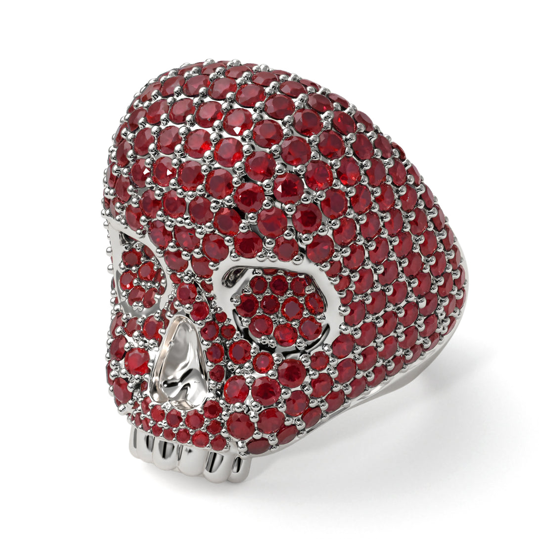 Ruby-Encrusted Skull Men's Fashion Ring - Jules No. 12