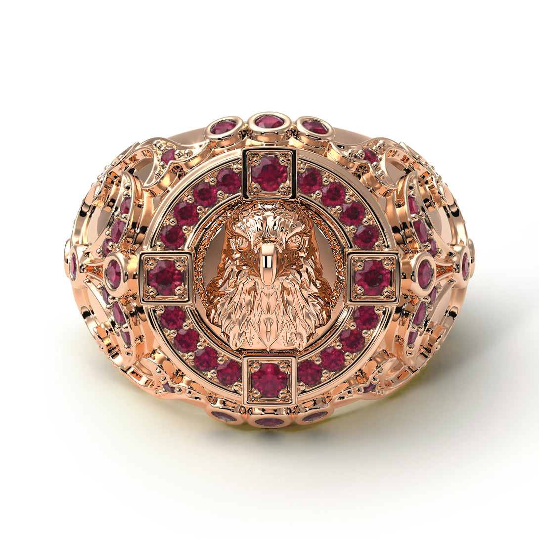 Ruby Majestic Eagle Men’s Fashion Ring - Caleb No. 11