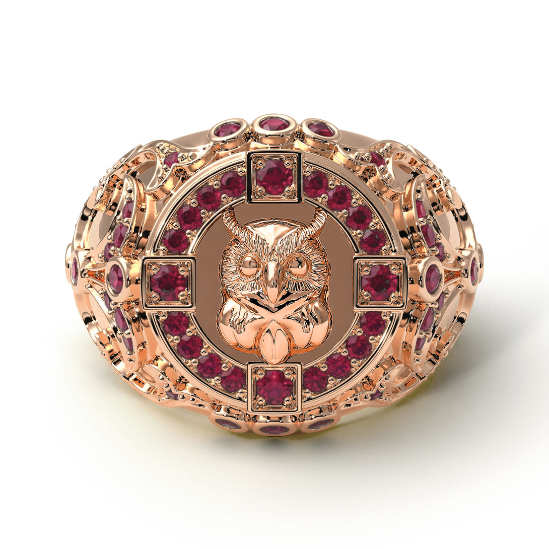 Ruby Owl Gold Men's Fashion Ring - Adrian No. 11