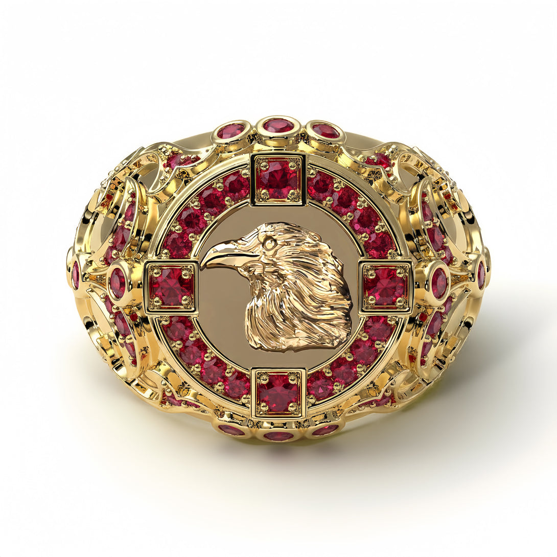 Ruby Raven Gold Men's Fashion Ring - Nolan No. 10