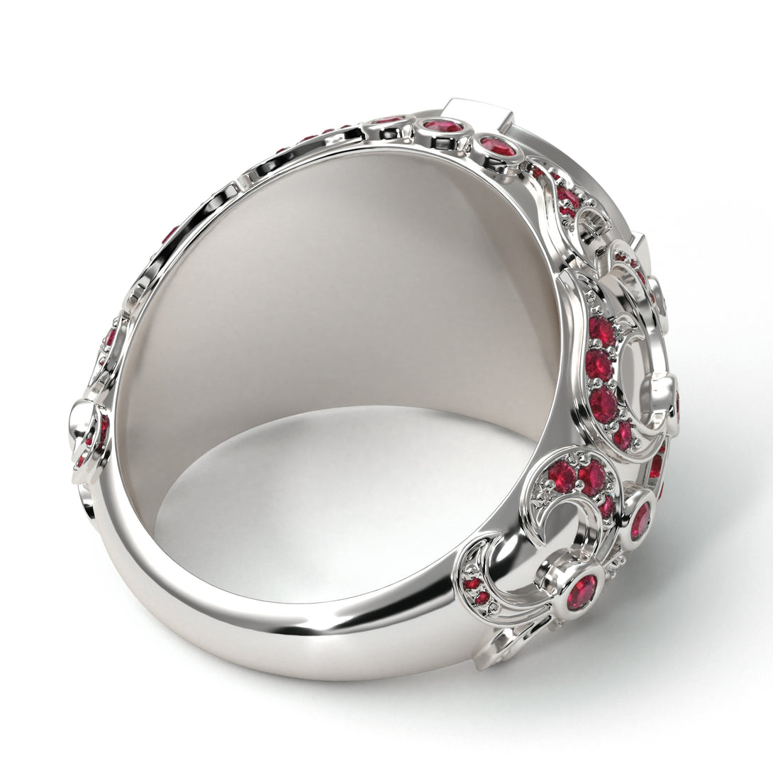 Ruby Royal Lion Men Signet Ring - Terry No. 12